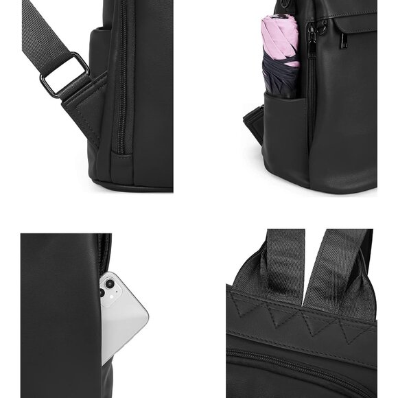 Women Black PU Leather Anti Theft Travel Backpack Purse with Tassel main image 4